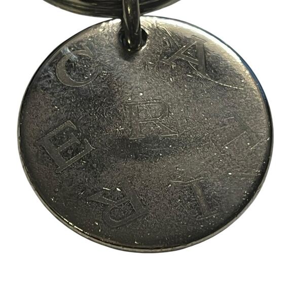Cartier Round Medallion Silver Tone Key Ring Keyring Chain Charm Logo Engraving - Picture 4 of 6